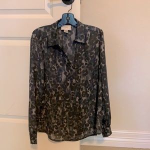 Loft blouse black and gray blouse